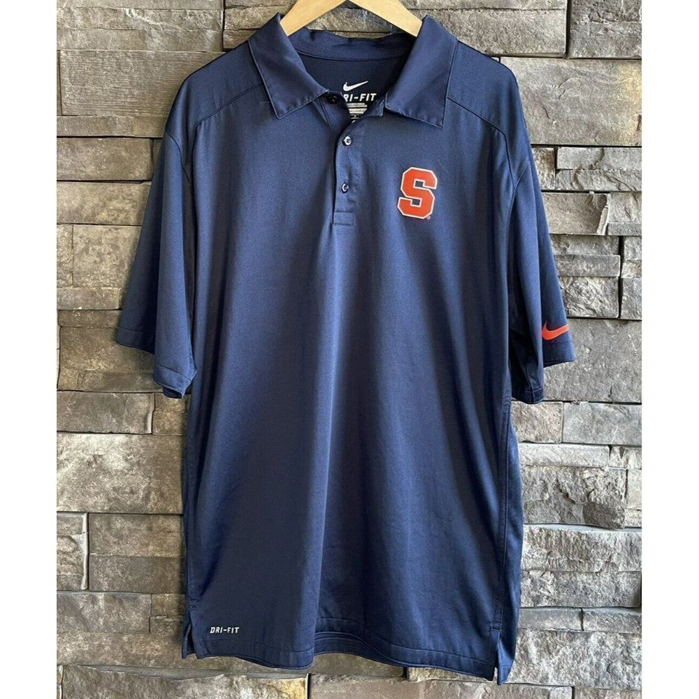 Nike Dri-Fit Syracuse‎ Polo Shirt Navy Orange Size Small